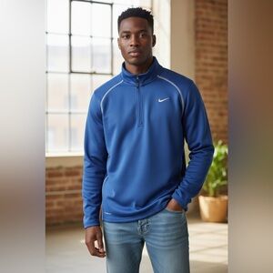 Nike Athletic Performance Jacket Thermal Fit Men's Royal Blue Half Zip SZ XL EUC